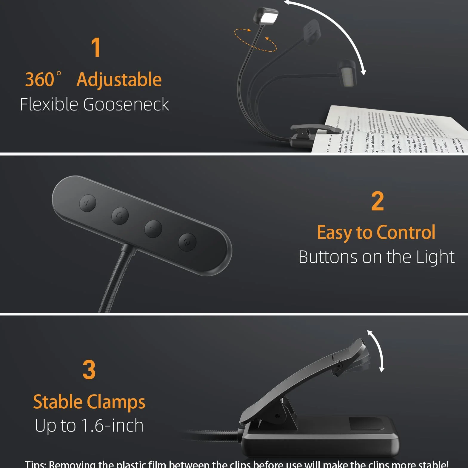 iFalarila Luz Lectura Recargable 12 LED 360° Ajustable RA>95 para Leer en La Cama