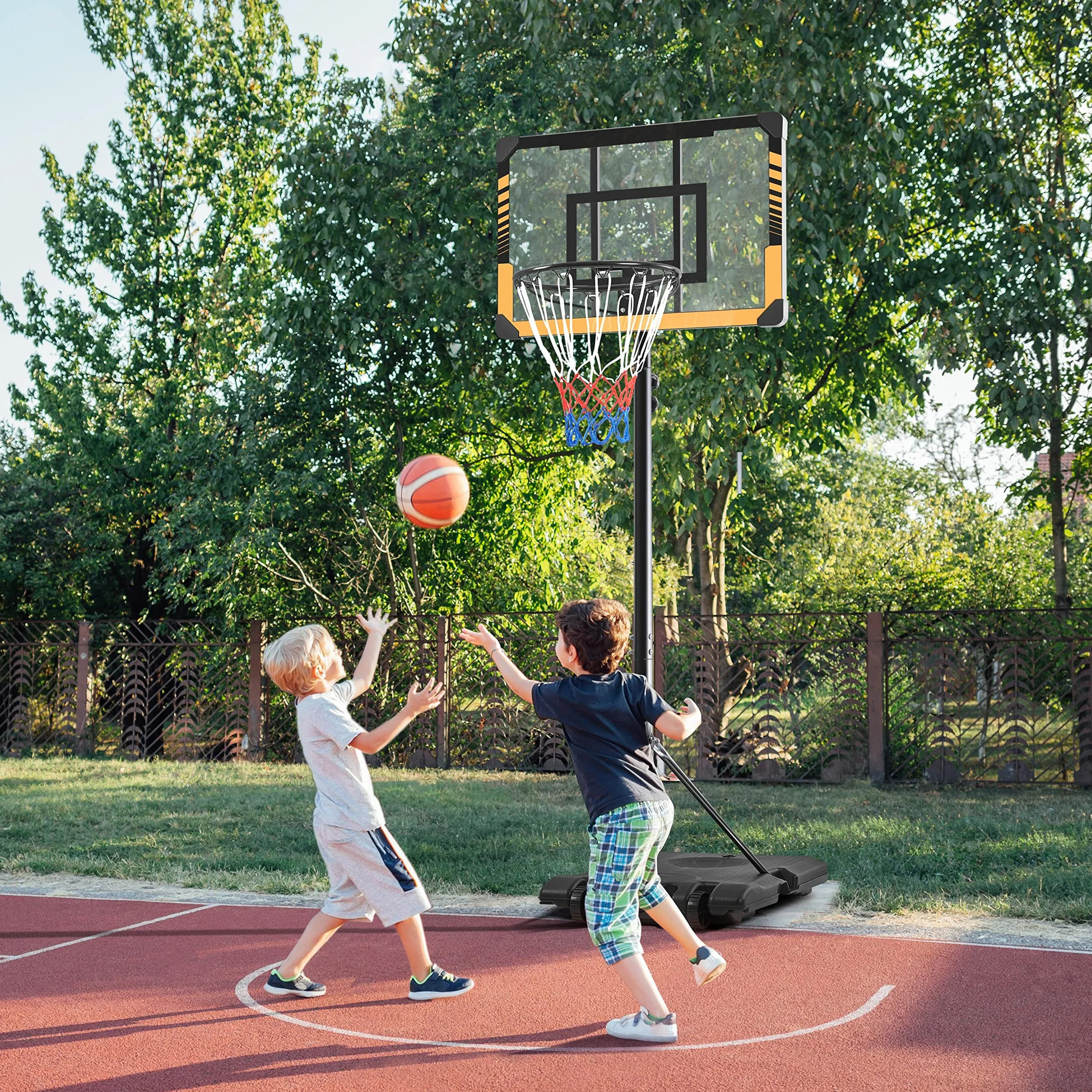 Yaheetech Canasta Baloncesto Exterior Tableros Altura Ajustable 182-212 cm Infantil 4-10 Años