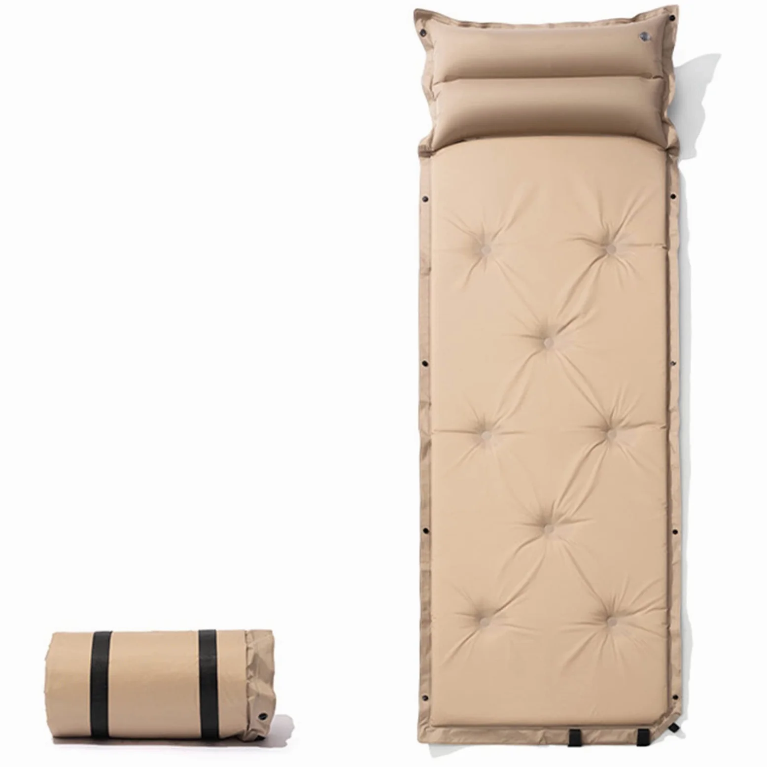 Colchoneta De Dormir Doble Autoinflable para Acampar, Colchoneta De Dormir Conectable De 3/6 Cm De Grosor con Almohada, Colchón De Aire De Campamento Liviano E Impermeable Compacto