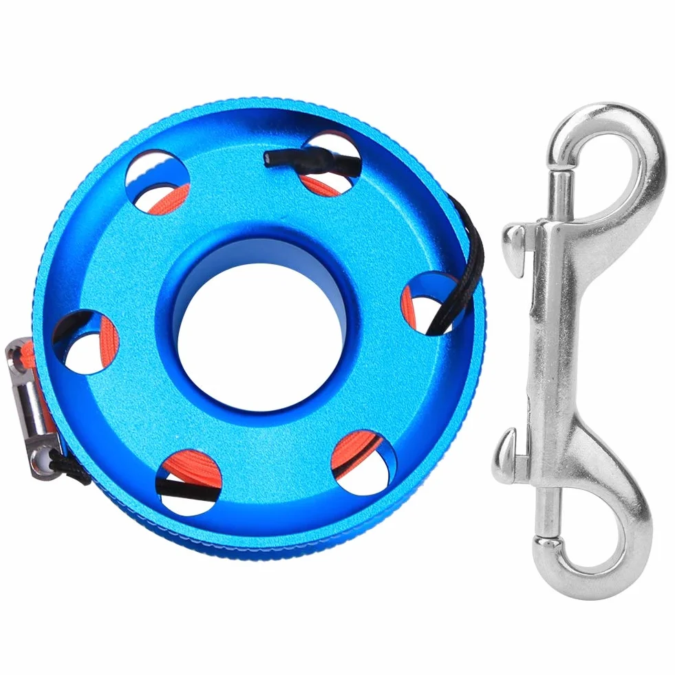SUNGOOYUE Carrete de Buceo Multiusos, Línea Naranja Fluorescente, Carrete de Carrete de Dedo para Buceo con Clip de Doble Extremo para Actividades de Buceo Técnico en Cuevas