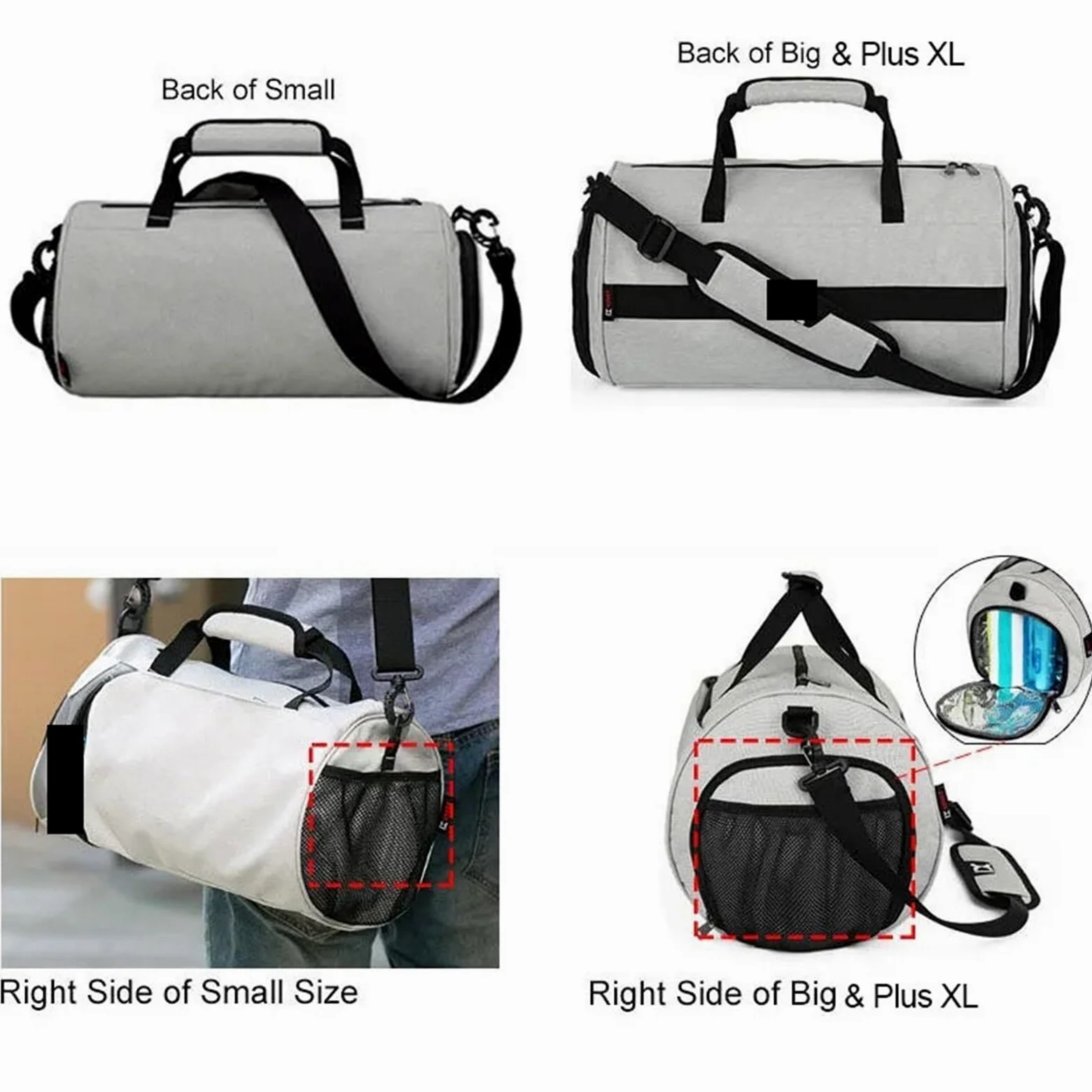 Bolsa de Deporte Bolsa Grande de Gimnasio for Hombre, Bolsas Fitness for Entrenamiento en seco y húmedo, Zapatos Yoga, Bolsos Hombro Viaje, Bolsa natación multifunción for Ejercicio(Black 43 * 25cm)