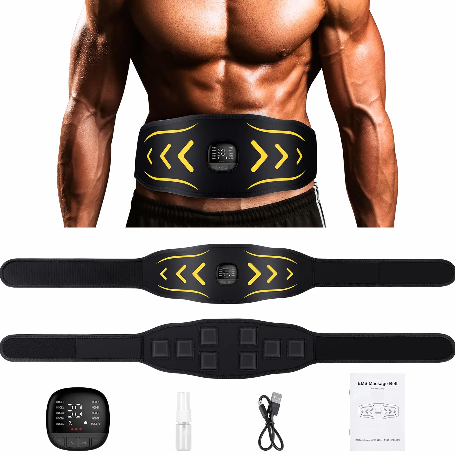 EMS Estimulador Muscular, Electroestimulador Abdominal con 10 Modos 30 Intensidades