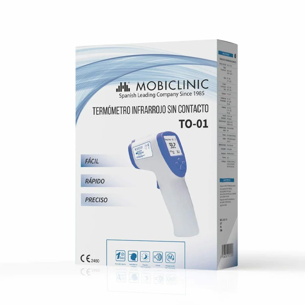 Mobiclinic Termómetro digital infrarrojos sin contacto TO-01 Pantalla LCD Alarma fiebre