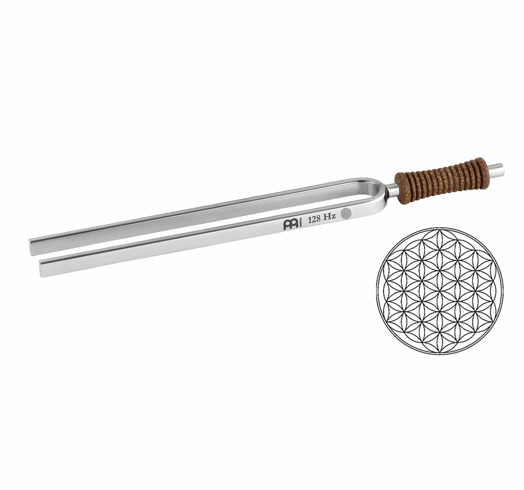 Paquete de diapasón Sonic Energy – Flor de la vida 128 Hz / C3 – Para meditación, terapia, hogar – Incluye accesorio, martillo, bolsa