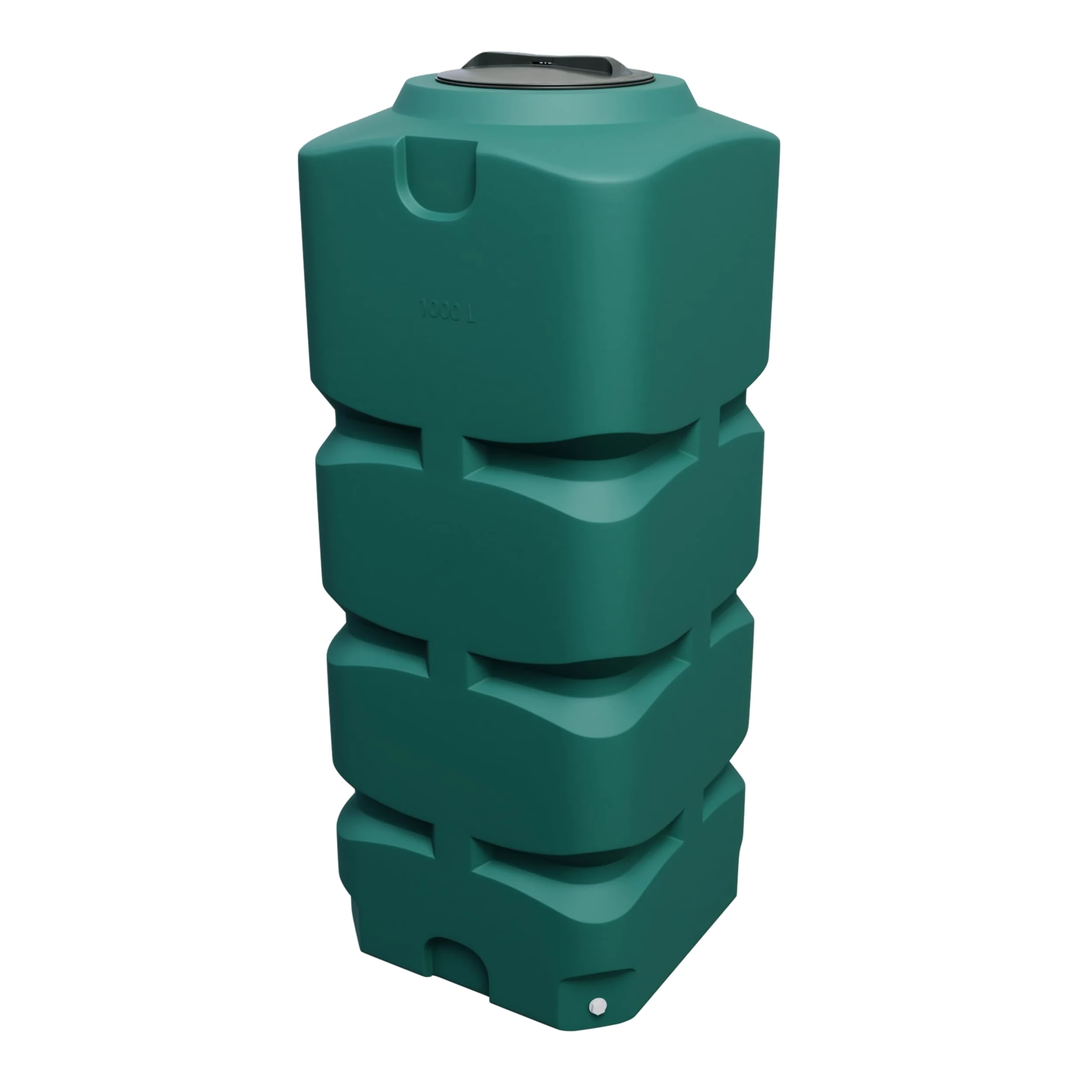 Varile Depósito de agua potable vertical de 1000 l, rectangular, verde, sin bisfenol A, rosca de latón integrada de 3/4", apto para alimentos