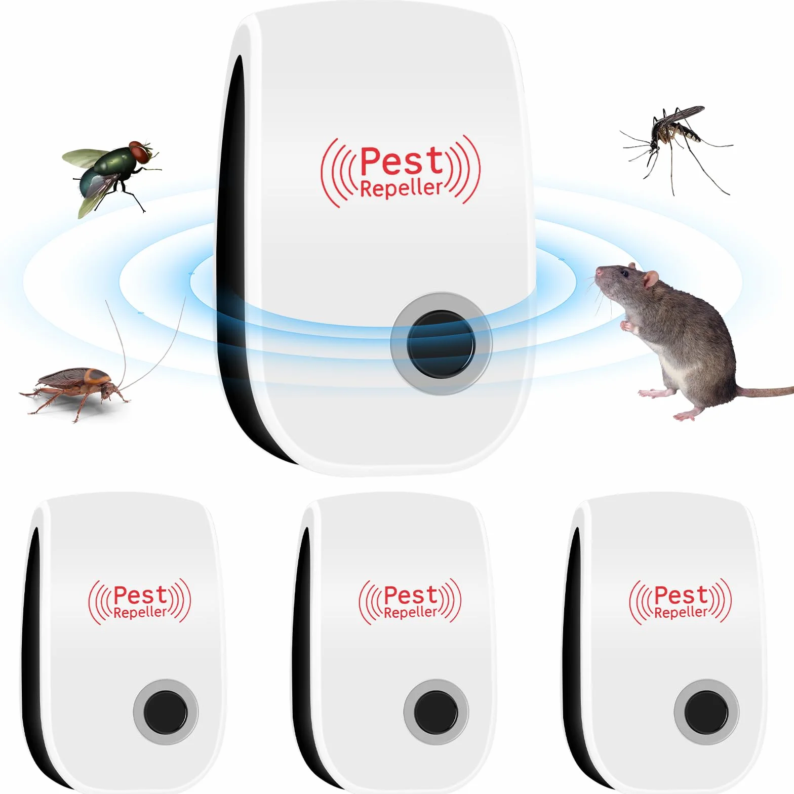 Repelente Ultrasónico de Plagas 4 Pack, Electrónico Anti Mosquitos para Interiores