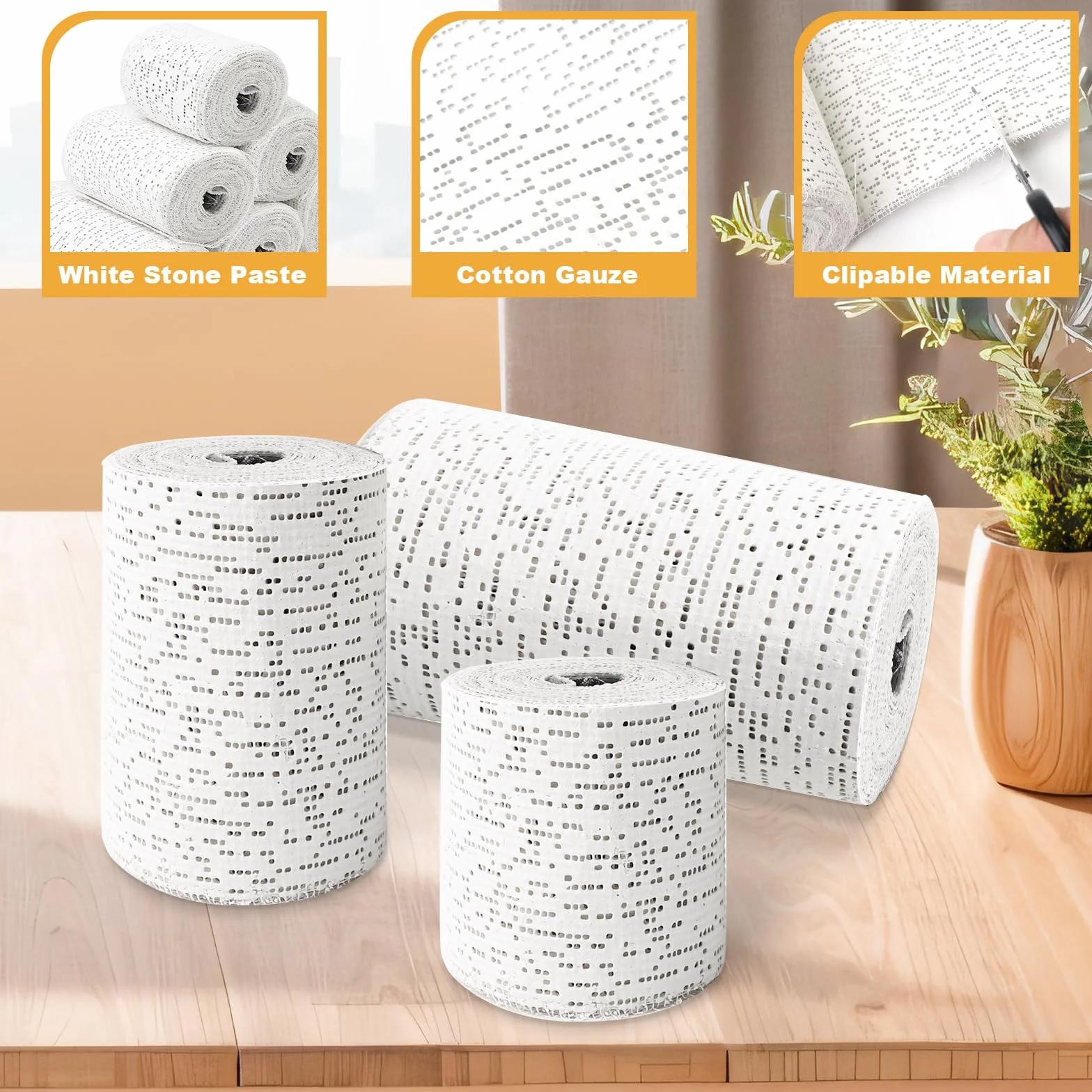 Vendas de Escayola 10cm x 2.7m 6 Rollos Tela de Yeso para Moldes
