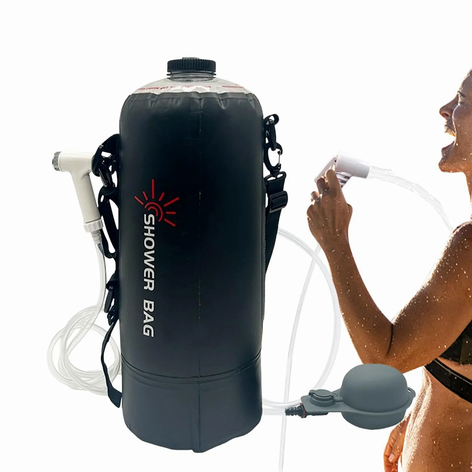 Ducha de Camping Portátil 12 L Calentamiento Solar Manguera Desmontable | Duchas Solares Portátiles Para Acampar Playa, Senderismo, Natación, Aire Libre, Overlanding,