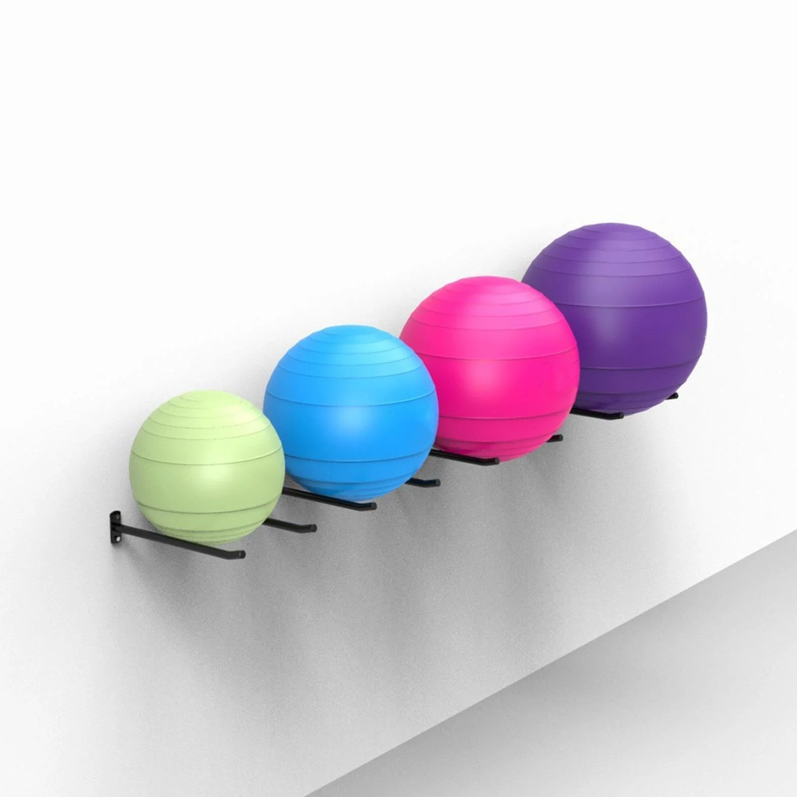 Montaje de pared de bola de ejercicio | Monta de pared de soporte de pelota de 2x, accesorios de gimnasia para el hogar de servicio pesado, organizador de almacenamiento de equipos de fitness para gim