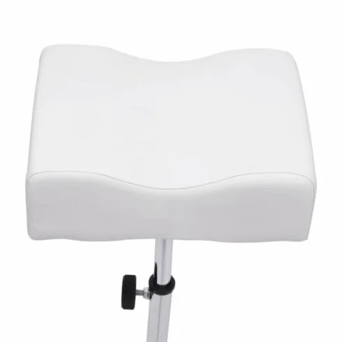 Taburete de Pedicura 2 en 1 con Reposapiés Ajustable, Almohadilla de PVC para Salón de Belleza