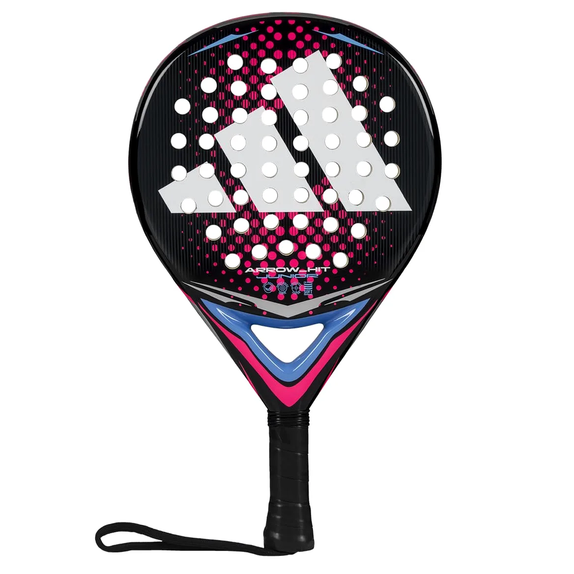 Pala de pádel adidas Arrow Hit Junior Rosa, Forma Redonda,Goma eva Soft Performance,Fibra de Vidrio