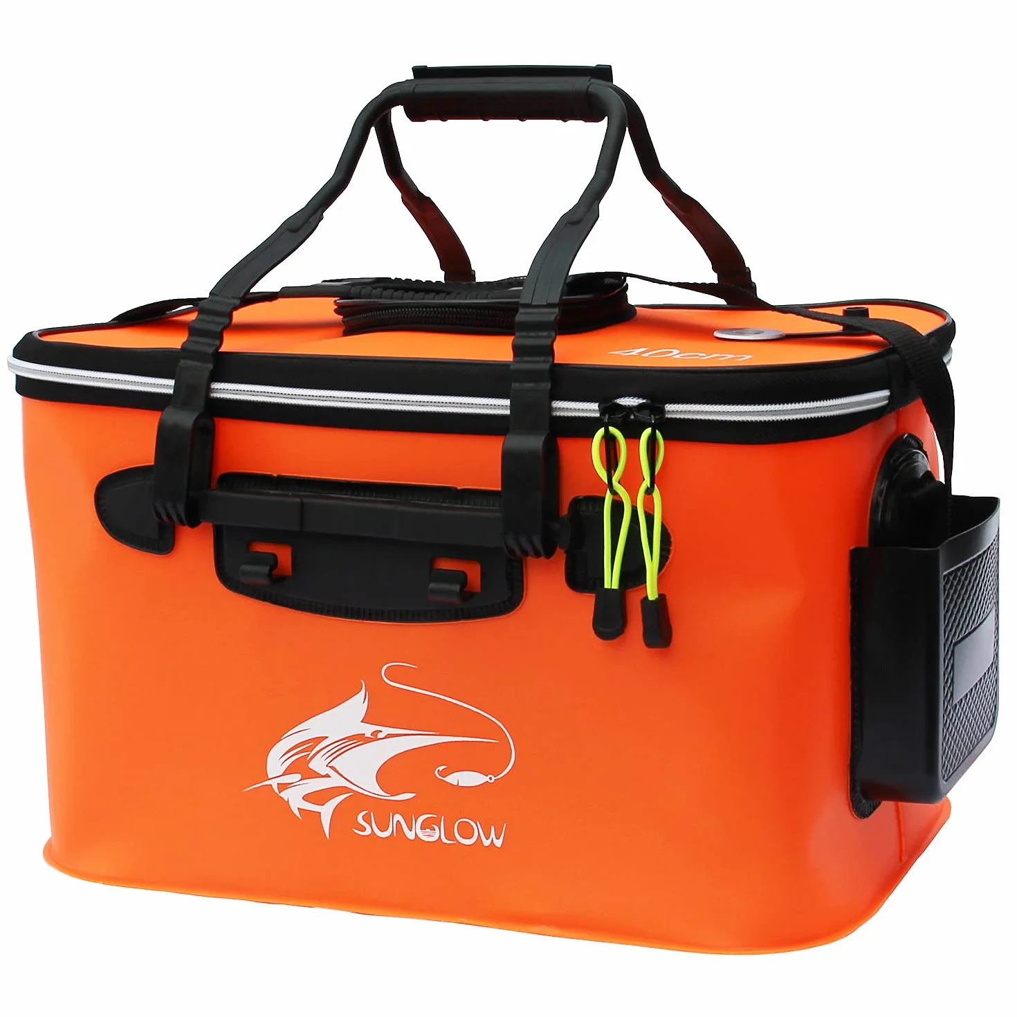 Cubo de Pesca,Cubo de Cebo de Pesca Plegable Portátil, Contenedor de Cebo de Pesca Vivo Multifuncional, Bolsa de Pesca de EVA para Acampar al Aire Libre y Cubo de Protección de Peces (Naranja, 30L)