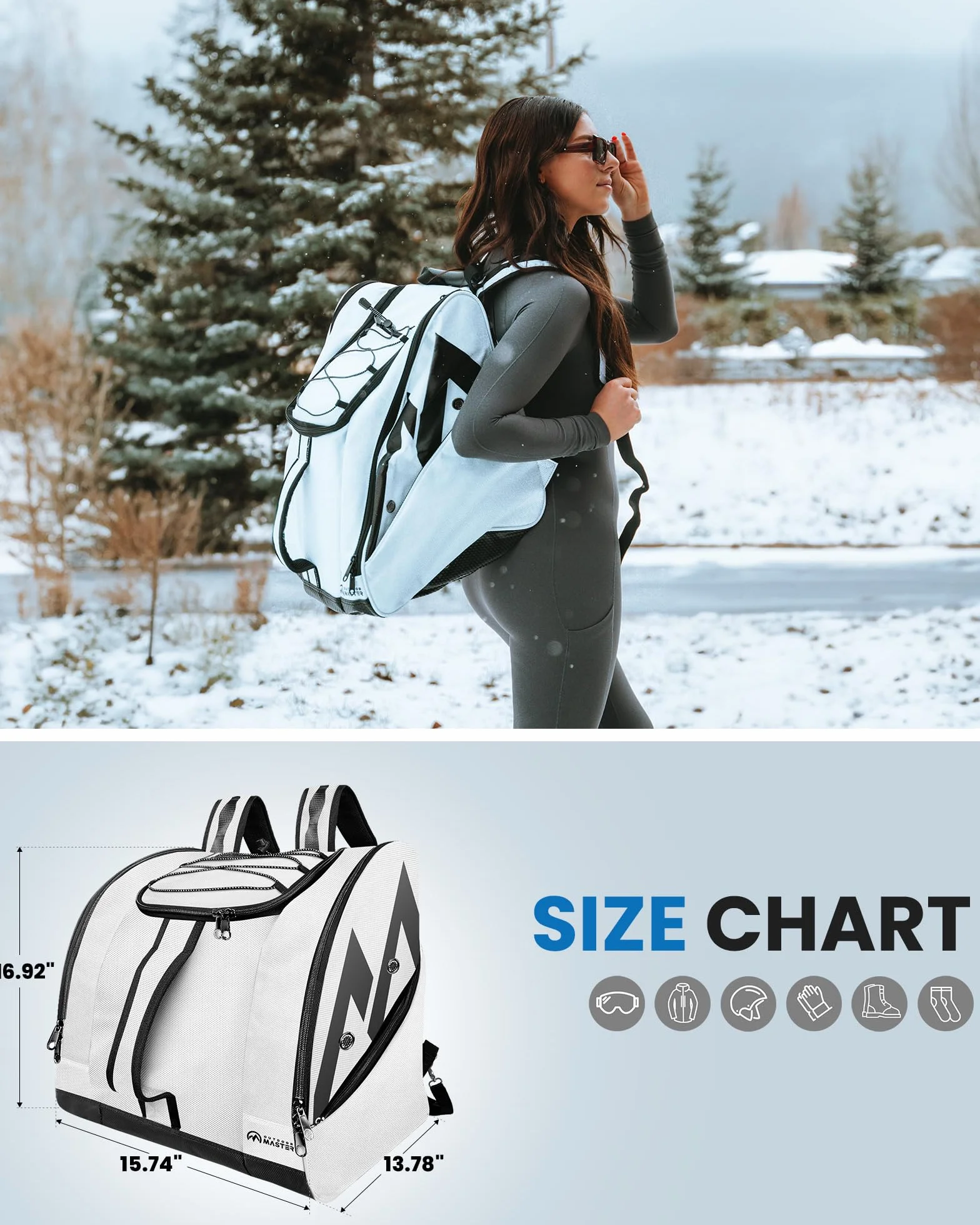 OutdoorMaster Bolsa para Botas 50 L Impermeable para Esquí y Snowboard