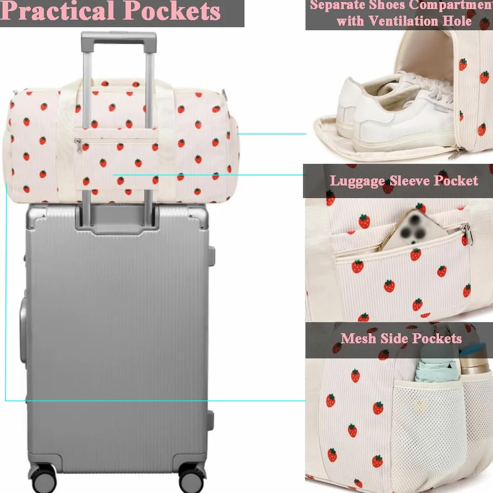 Kimwadalh Bolsa de Deporte Niña Bolsos de Viaje Niñas Bolsa de Fin de Semana Chicas Bolsa de Danza Baile,Bolsas de Deporte con Compartimento para Zapatos y Bolsa Húmeda