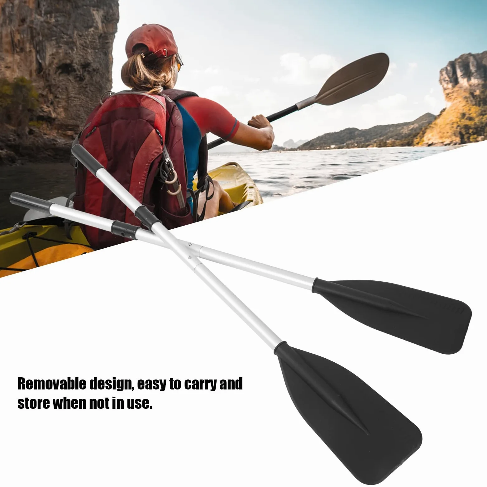 Padillas de Kayak de Aleación de Aluminio de Aluminio Reforzado con Remos Desmontables, Diseño Portátil Liviano, para Remeros, Principiantes, Adolescentes