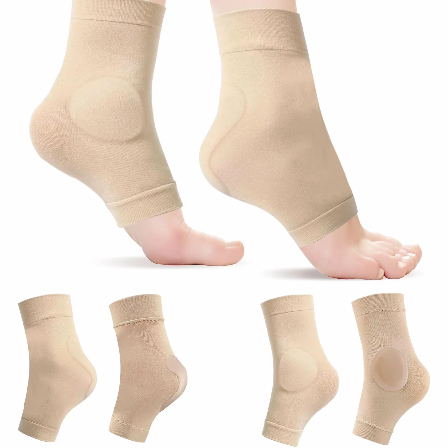 2 pares de calcetines protectores de talón con almohadilla de gel, manga acolchada para el tendón de Aquiles maleolar, calcetines acolchados para patinaje artístico, rodillos, botas, zapatos,