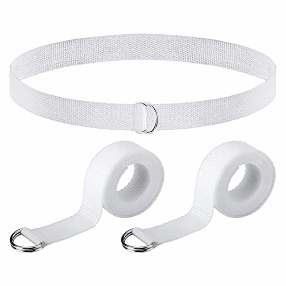 MiOYOOW 4PCS Web Fútbol Cinturón, 51 Pulgadas Blanco Cinturón D-Ring Cinturón para Hombres Mujeres Juegos Deportivos Ejercicios Juegos de Entrenamiento