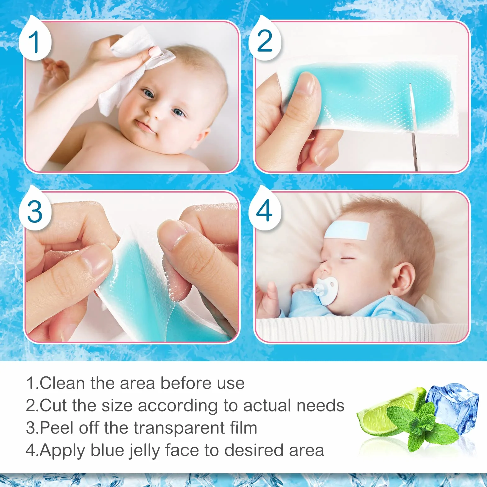 Parches térmicos para fiebre infantil y adultos – Gel refrescante para dolor de cabeza – Almohadillas frontales
