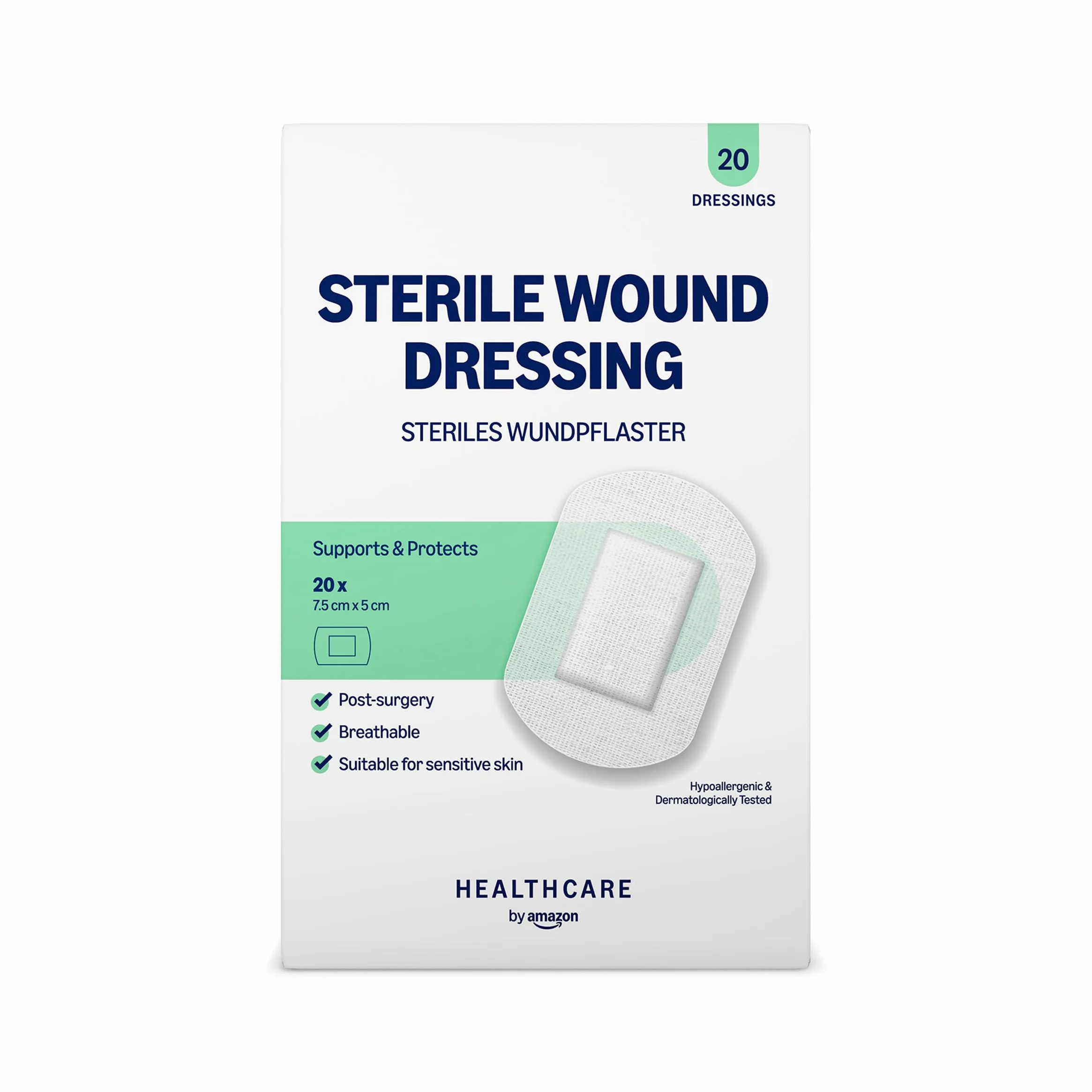Healthcare By Amazon Apósito estéril para heridas, 20 yeso