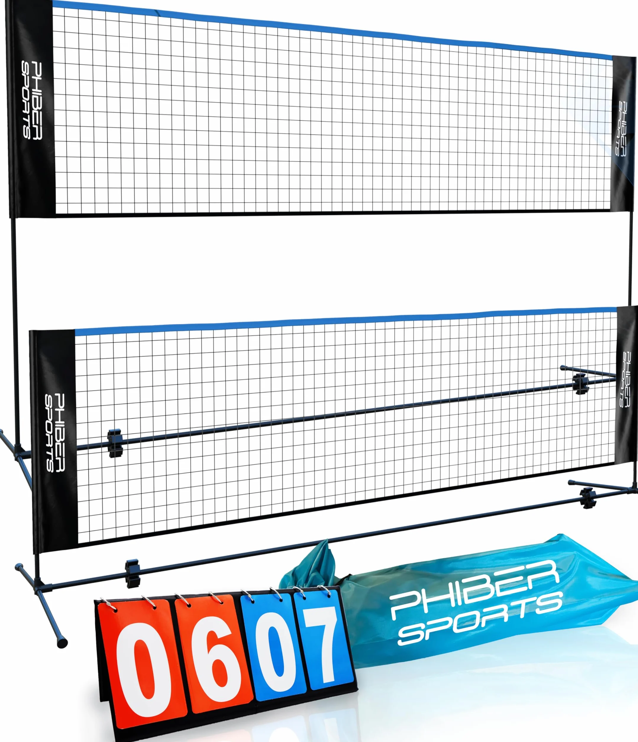 PHIBER-SPORTS Red de bádminton 420 cm 3 Alturas Ajustables Marcador Bolsa de Transporte