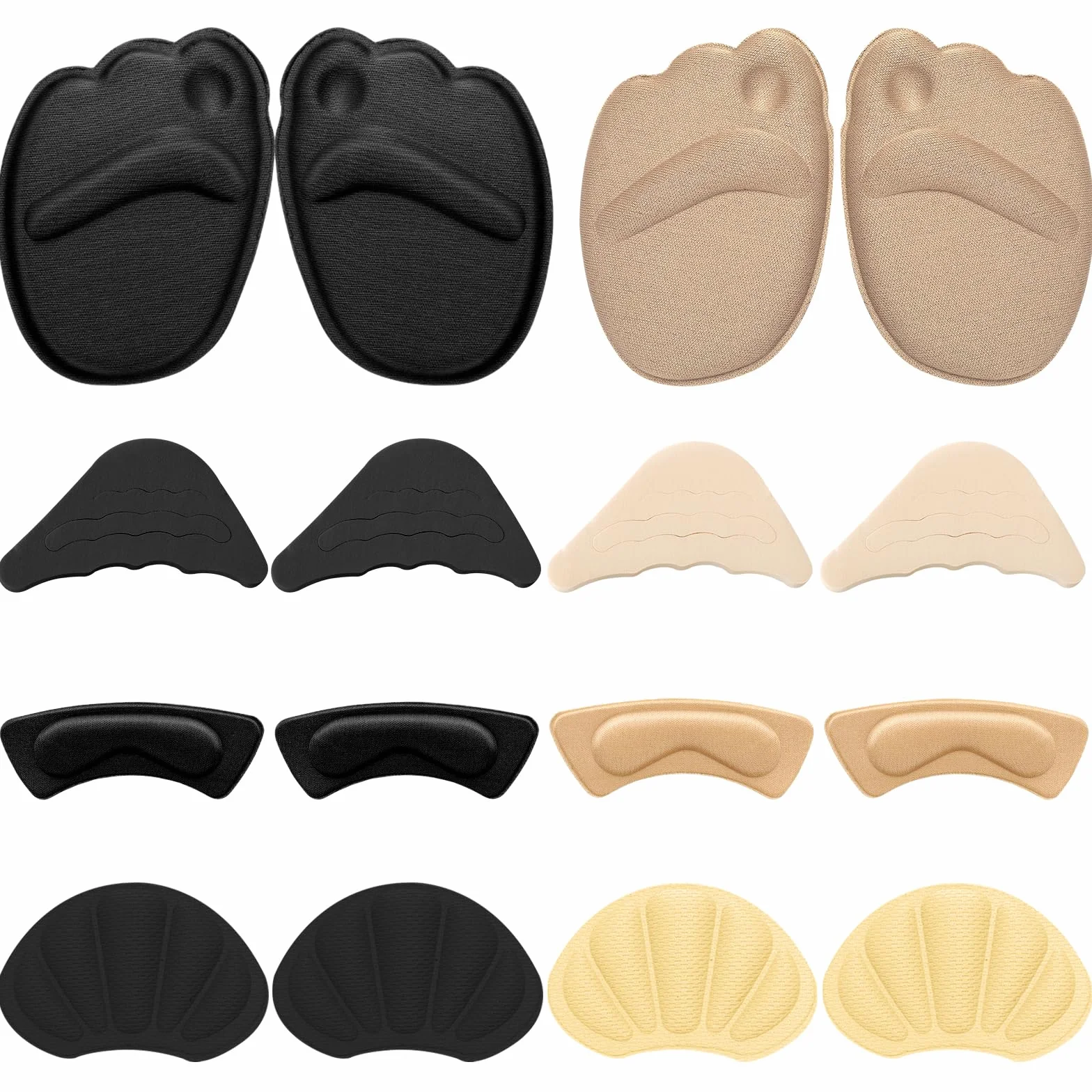 Sibba 8 pares taloneras antideslizamiento almohadillas para zapatos grandes protector talón mujer relleno zapato protector dedos tapón