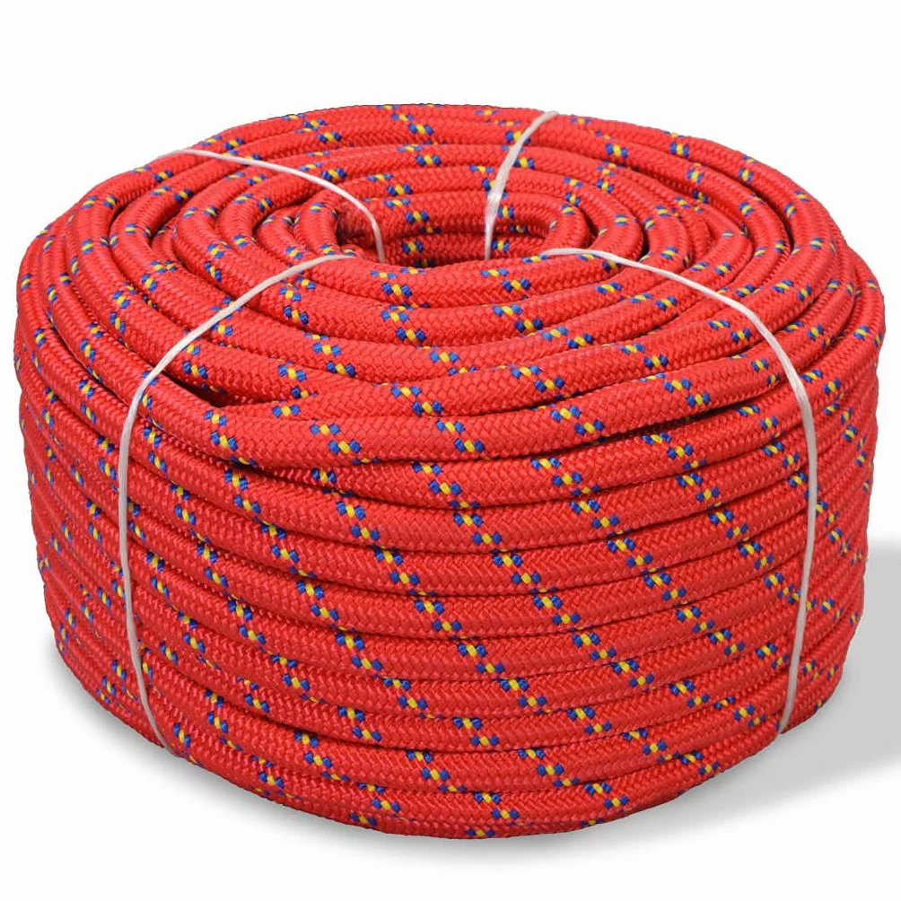Cuerda de polipropileno de 10 mm y 250 m, color rojo, para velero, barco, yate, atar, resistente a la intemperie y al desgarro