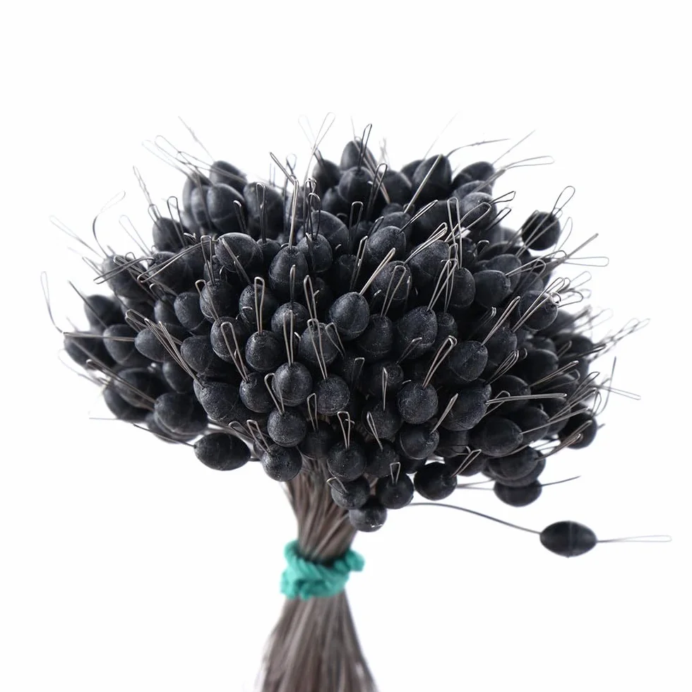Space Bean Topes de Flotador de Pesca de Silicona, 300pcs Topes de Línea para Pesca con Caña, Control de Profundidad, Aparejo de Carpa, Topes Elásticos de Boya (estilo negro-M oliva)