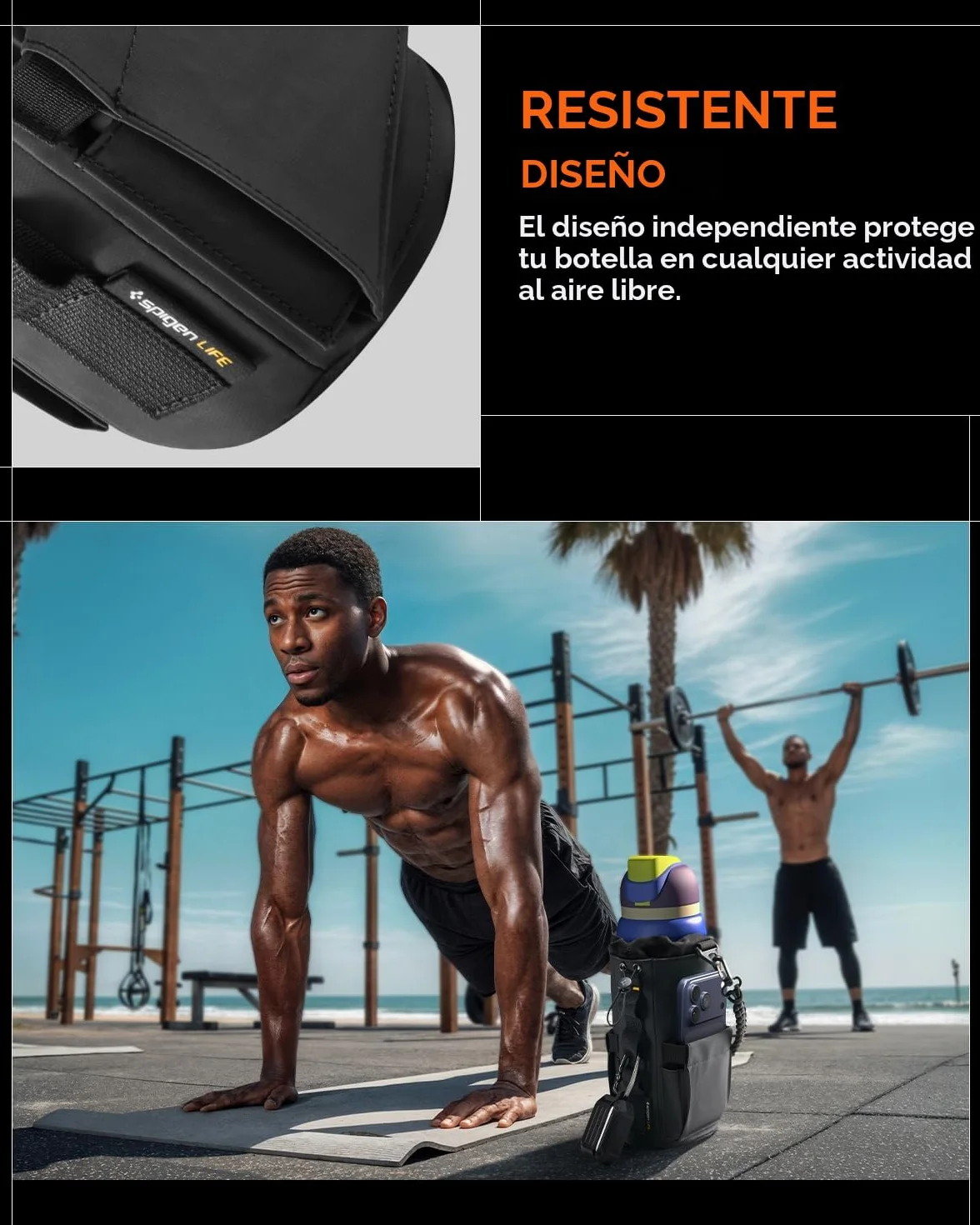 Spigen Life LF500 Bolsa Magnética de Gimnasio, Porta Botella de Agua, Negro