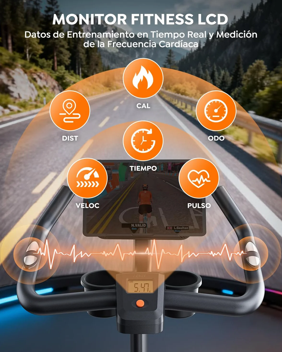 2026 Burever Bicicleta Estática para Casa con APP, Bicicleta estatica Silenciosa con Resistencia Magnética 0-100%, Pantalla LCD, Soporte para Mancuernas y Portavasos, Volante 15 KG, MAX 160KG