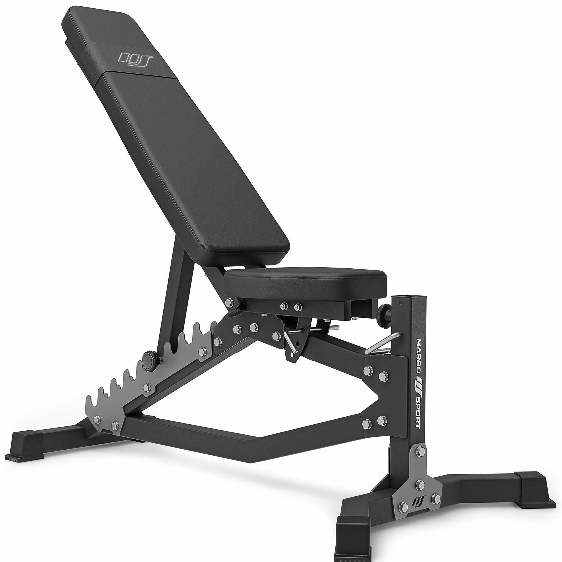 Marbo Sport Juego MS30_2.0 | Banco de entrenamiento ajustable de doble cara + portabanceros multinivel + caballetes ajustables + barras reforzadas y pesos 83/113 kg de su elección | Made in EU