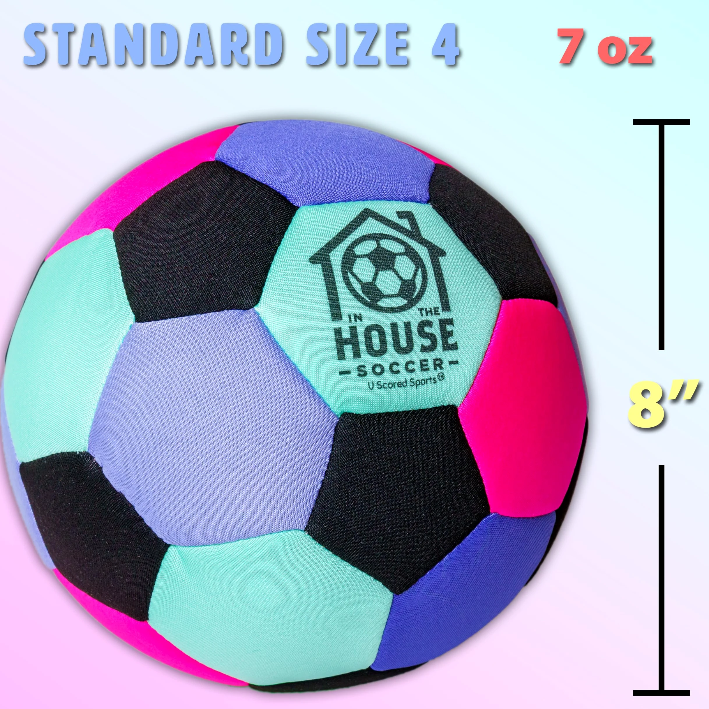 in The House - Balón de fútbol acolchado tamaño 4 para interiores para niñas (a partir de 3 años), niños (a partir de 3 años) y adultos - Lleva la práctica de fútbol a casa - Perfecto