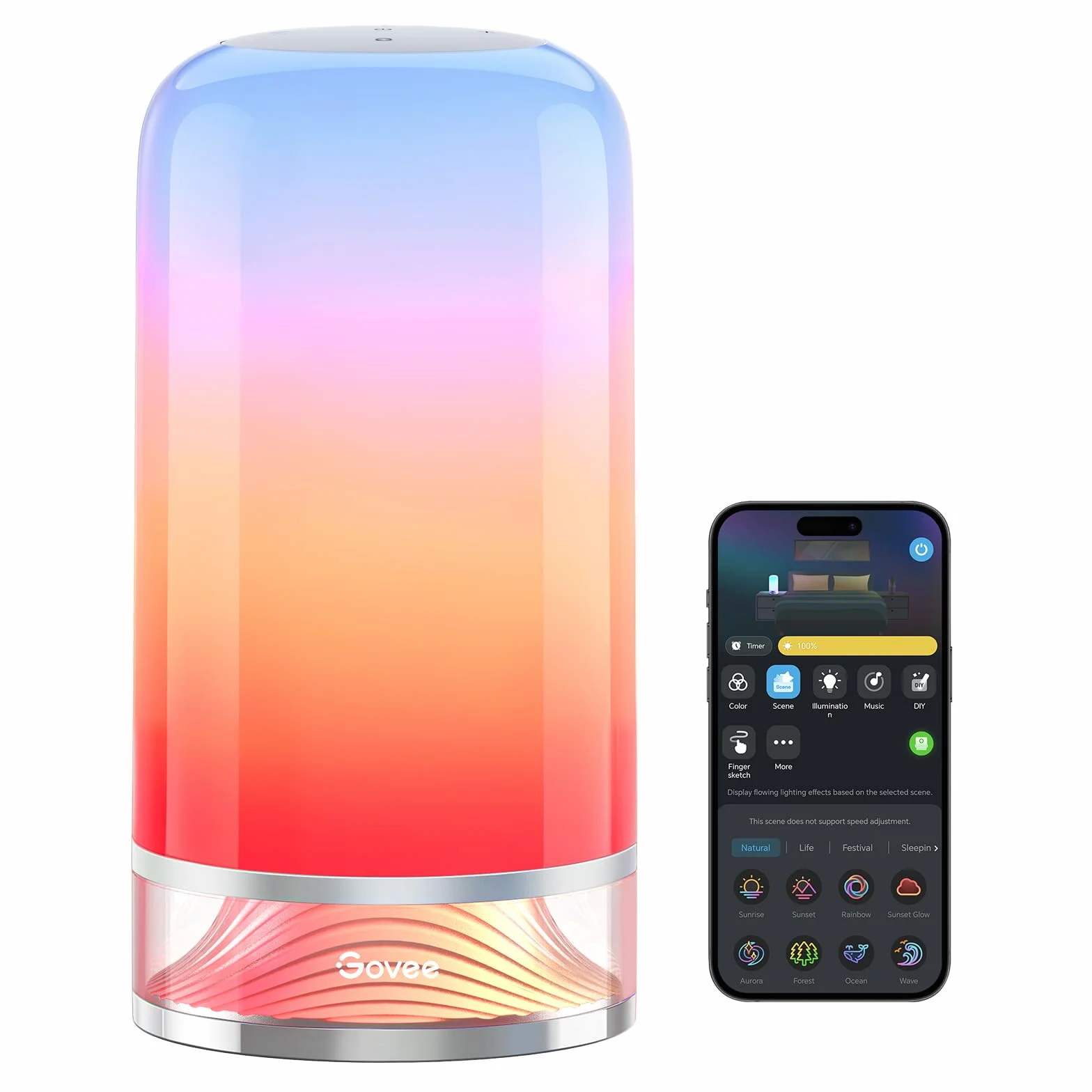 Govee Lamparas de Mesita de Noche Tactiles RGBICWW LED Regulable, 70+ Modos de Escena, 2700-6500K, Compatible con Alexa, Funciona con Matter