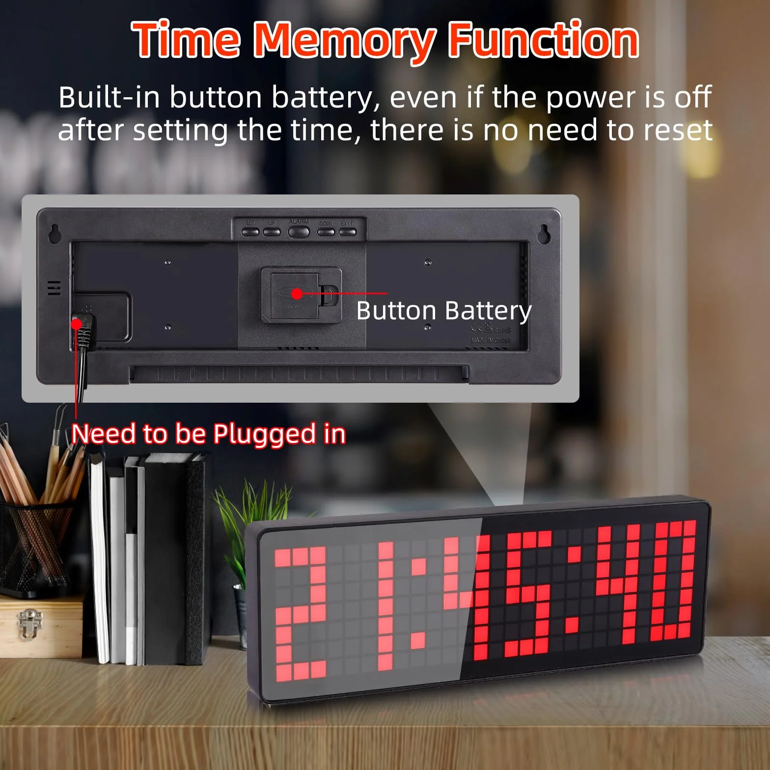 Temporizadores para Gimnasio, 13.2" Grande Reloj Temporizador Digital de Pared con Countdown/UP Cronómetro,Brillo Ajustable y Control Remoto para Sala de Estar, Oficina, Cocina, Aula, Gimnasio