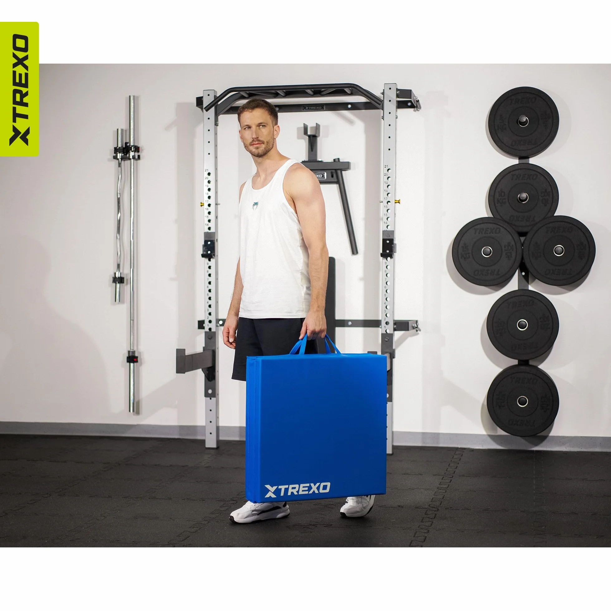 XTREXO Colchón de gimnasia plegable 180x60x5 cm 3 piezas funda de piel ecológica espuma de polietileno