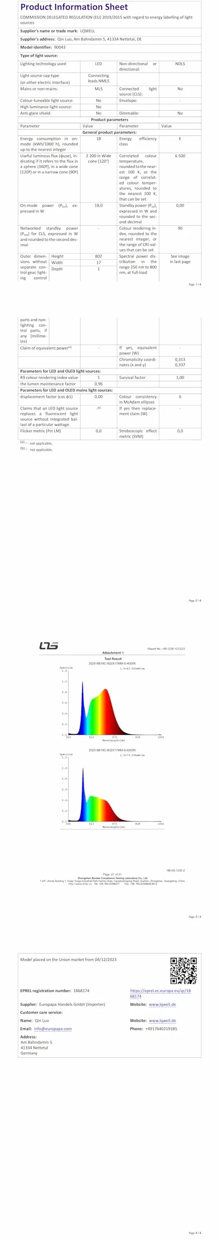 LQWELL Lámpara de Techo LED IP44 18W 6000K 1600LM Cuadrada Plana 220x24 mm