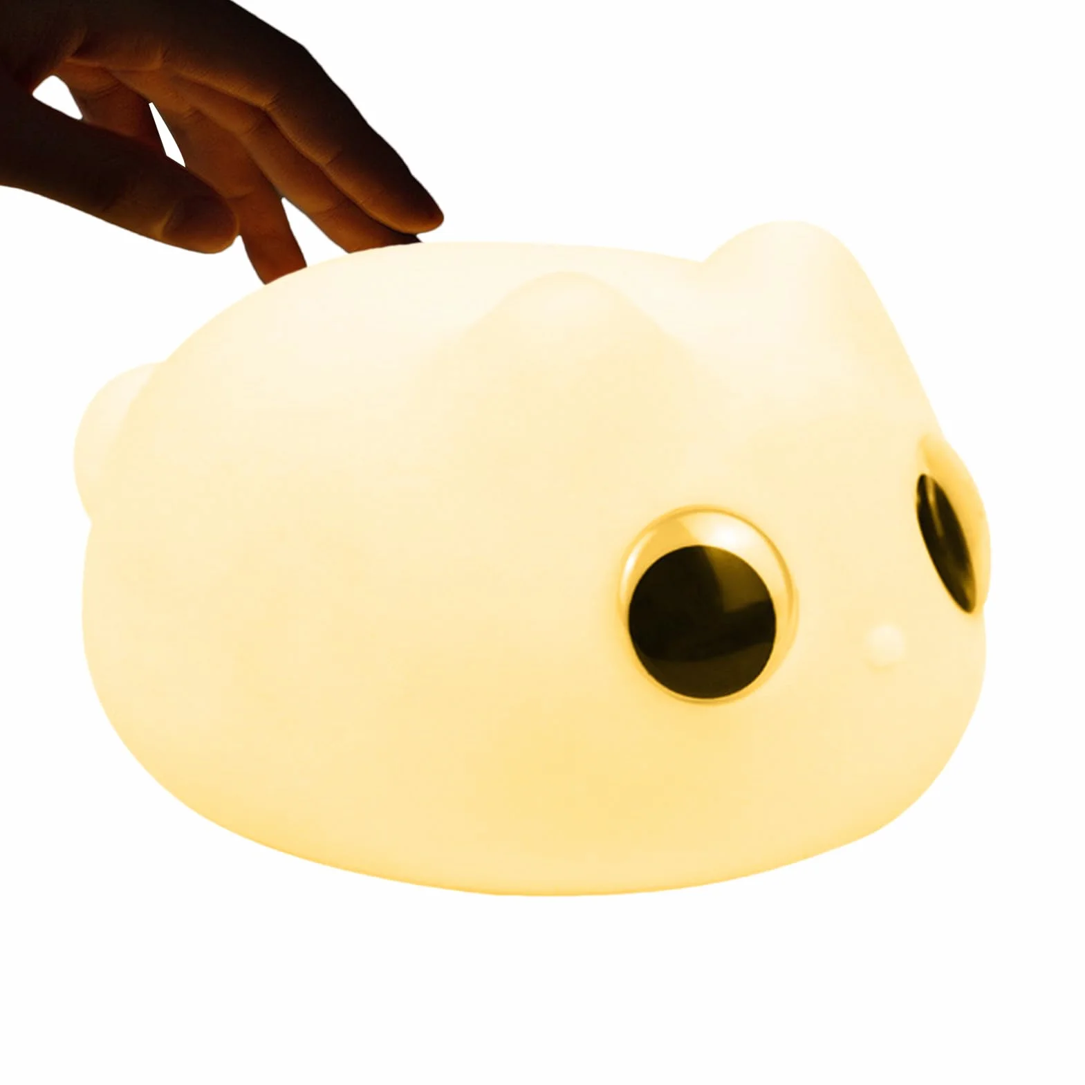 Lámpara nocturna de gato de silicona recargable para niños, decoración de habitación infantil
