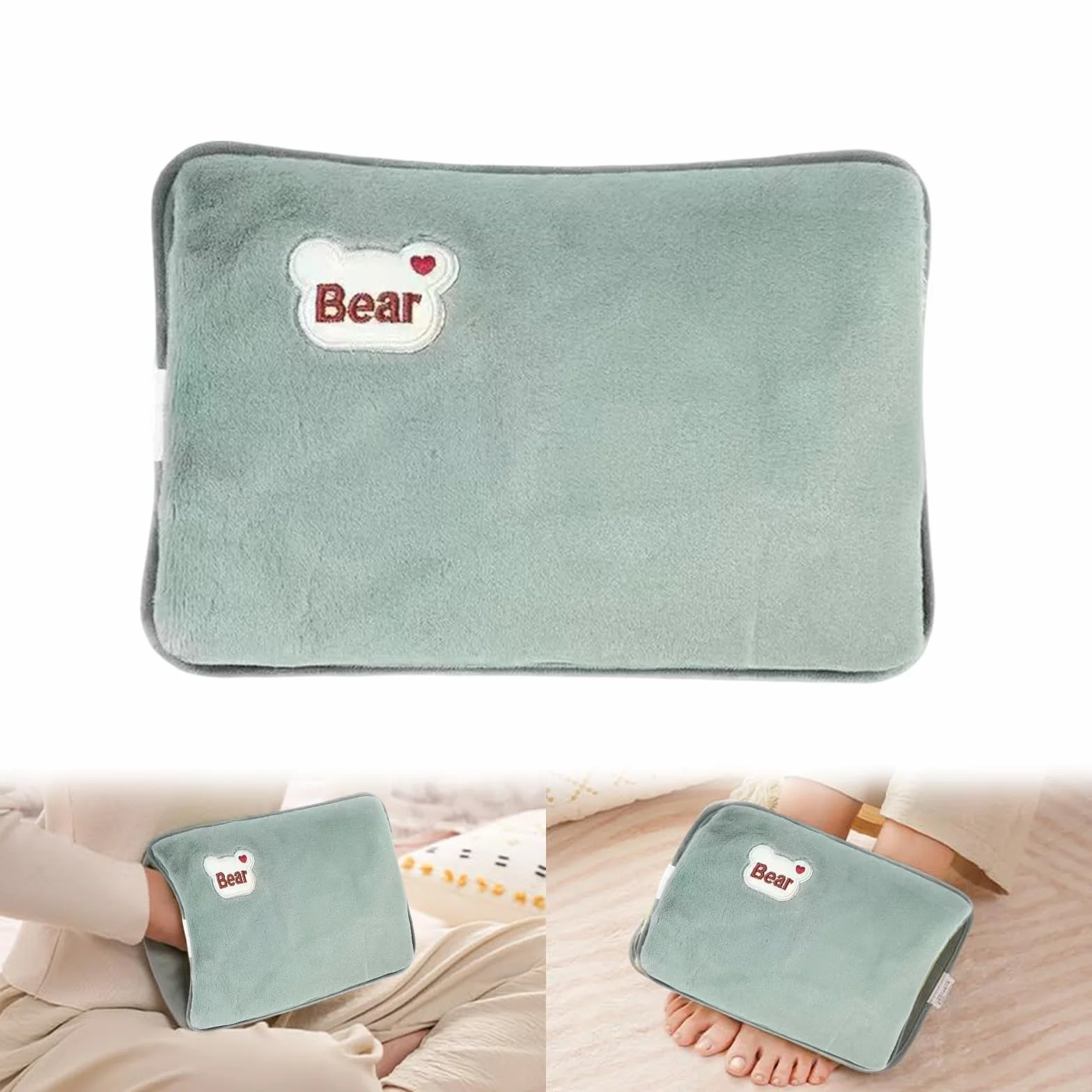 Bolsa de Agua Caliente Eléctrica Recargable, Verde