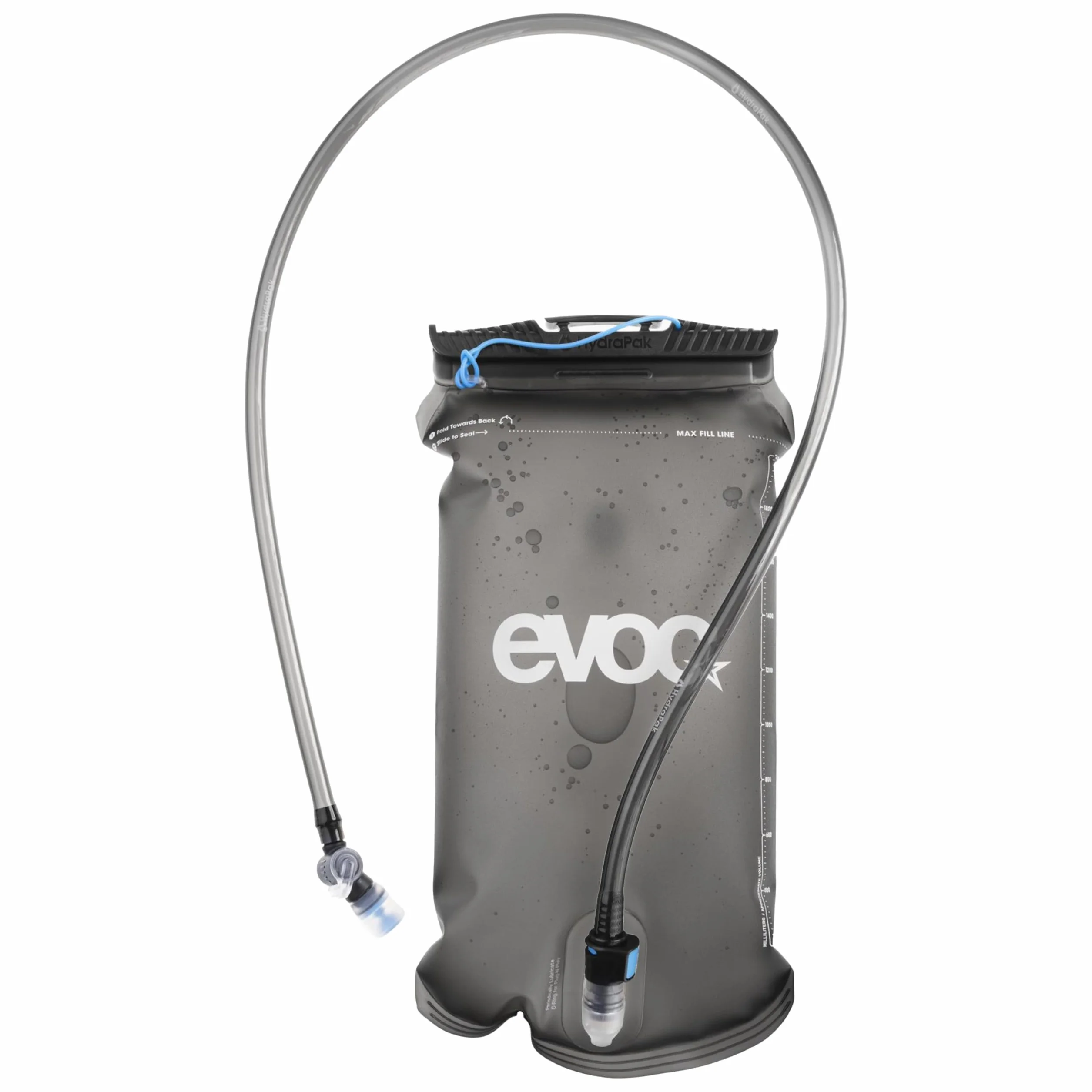 EVOC Hydration Bladder 2 Bolsa de hidratación (Bolsa de hidratación estanca con Tubo Flexible y válvula de mordida, fácil de Limpiar, Volumen: 2 l), Gris carbón
