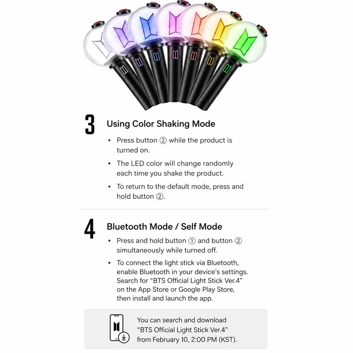 B.T.S Official LIGHTSTICK VER.4 con 10 tarjetas fotográficas