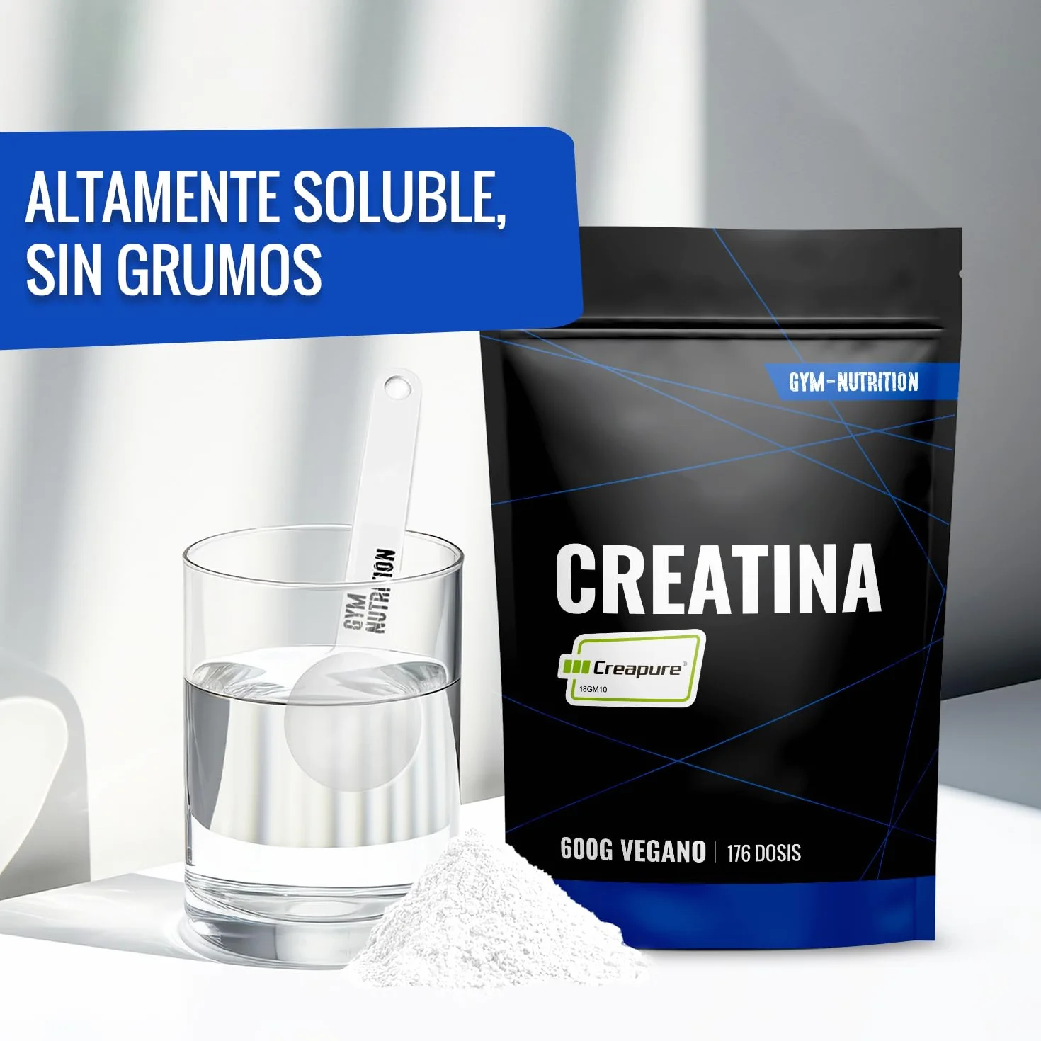 Creatina Monohidratada Creapure® 600 g Polvo Vegano Envasado en Alemania