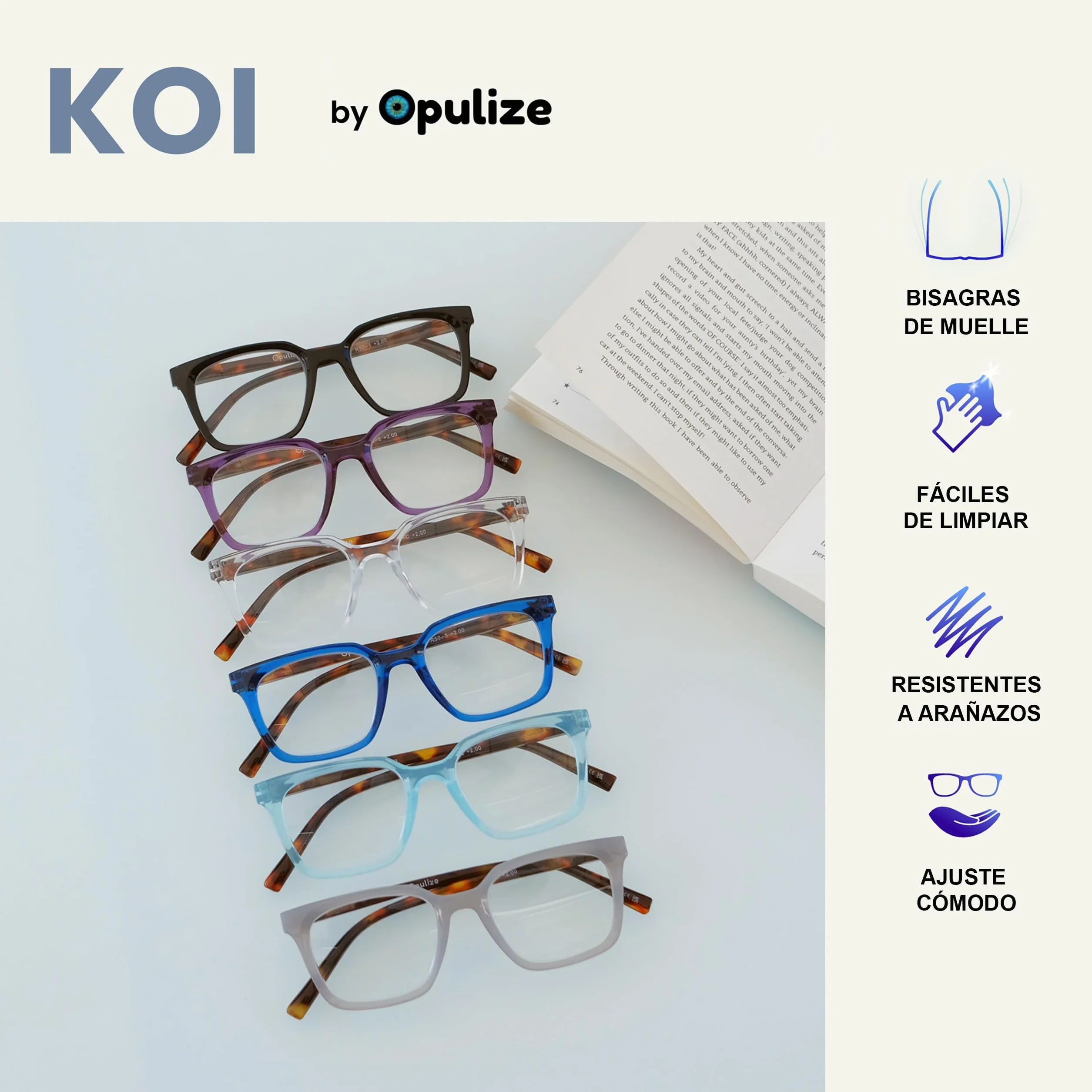 OPULIZE Gafas de Lectura Marco Rectangular Ancho Turquesa +1.50