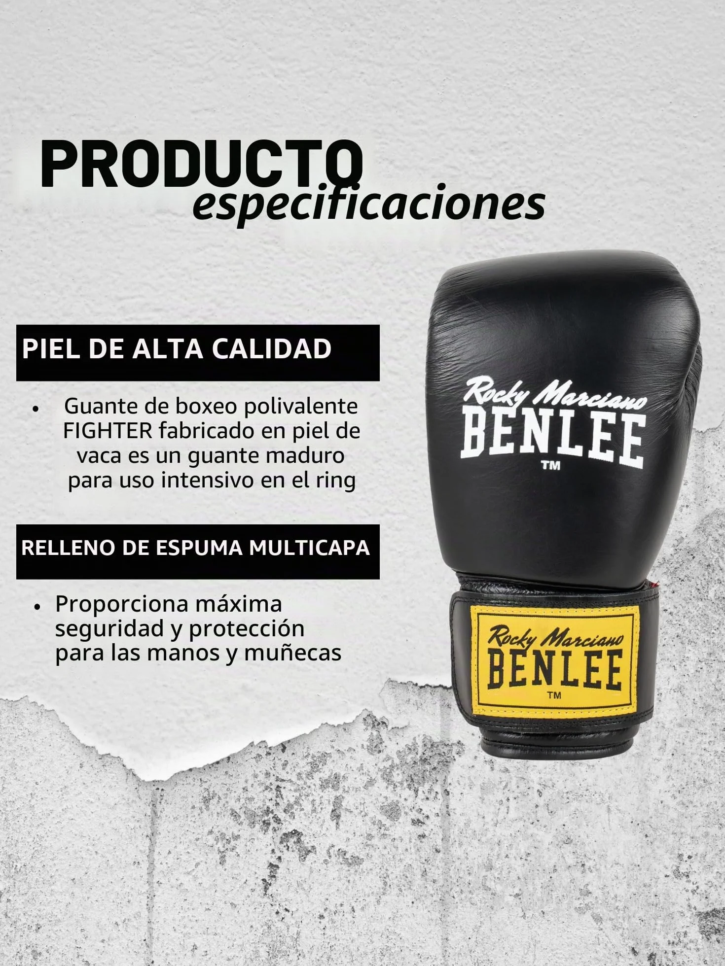 Ben Lee Benlee Guantes de Boxeo Negro