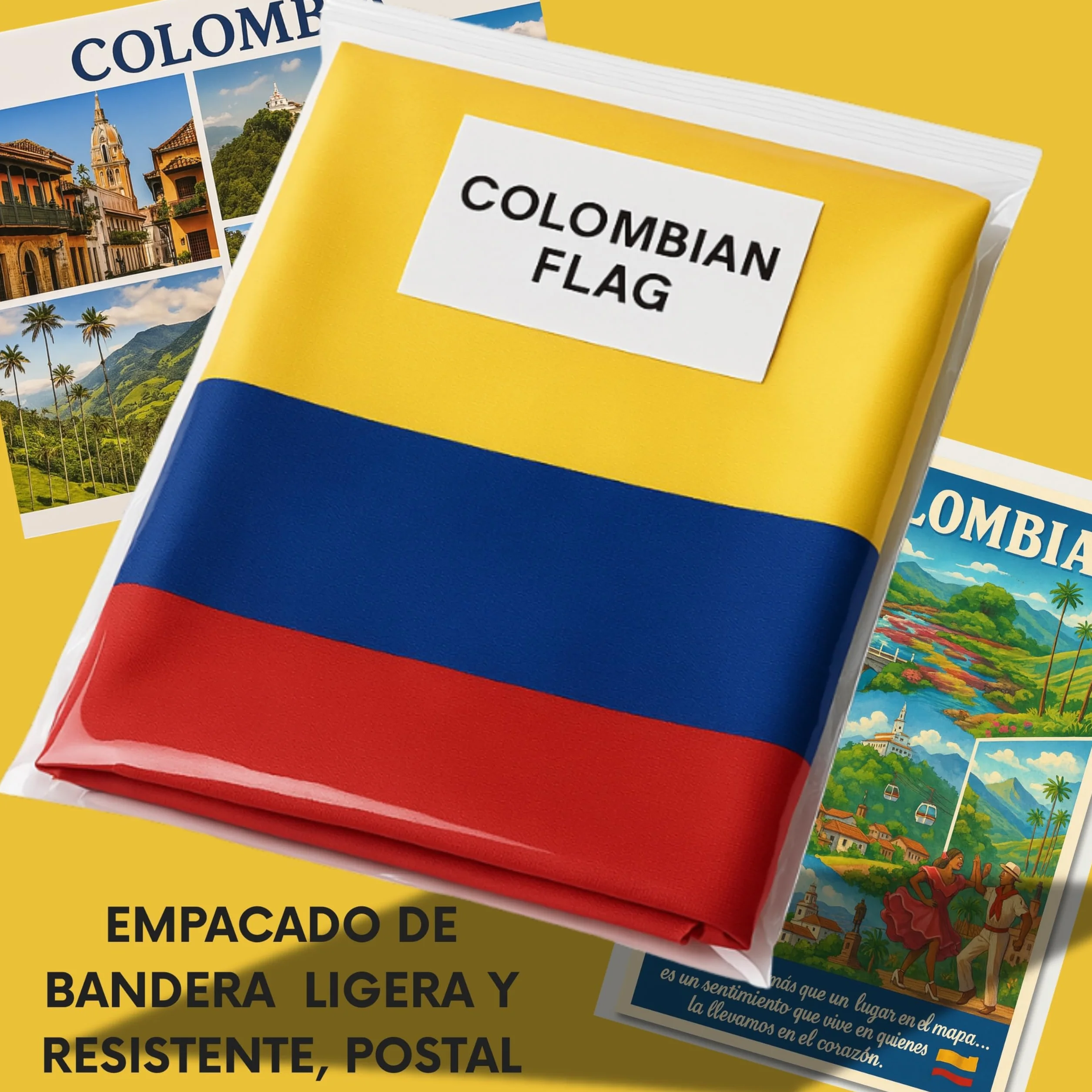 Bandera Colombia Grande 90x150 cm Poliester 100 Denier Decoración Mundial 2026