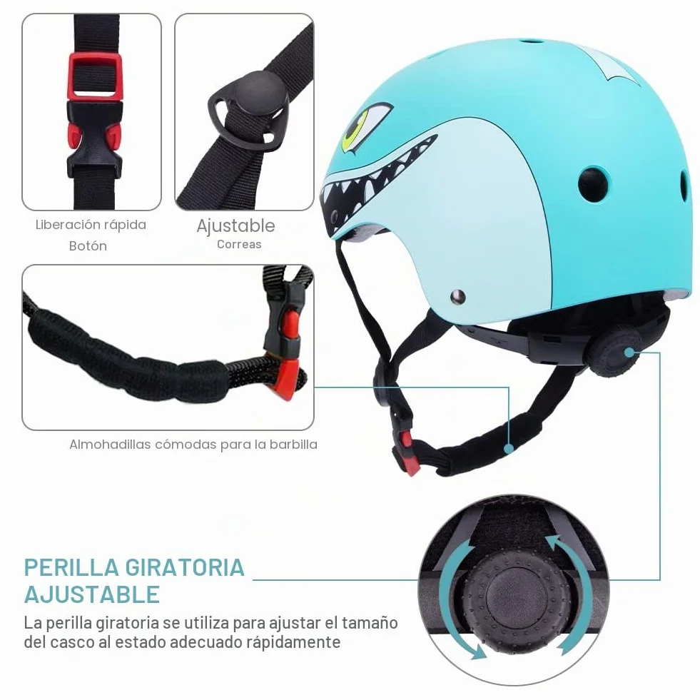 XIAPIA Casco para Niños y Niñas de 2-5 Años, Casco Infantil de Bicicleta Ajustable, Casco de Patinadora para Niños, Artículos Deportivos Ligeros y Robustos, Diámetro 51-54 cm