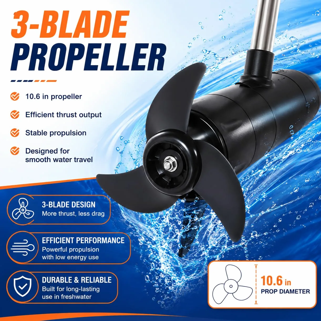 Motor eléctrico para barco de 12 V, 552 W, 19,84 libras, 1300 rpm, con mango retráctil, motor eléctrico para botes hinchables, fueraborda eléctrica, para barcos, kayaks, canoas, botes