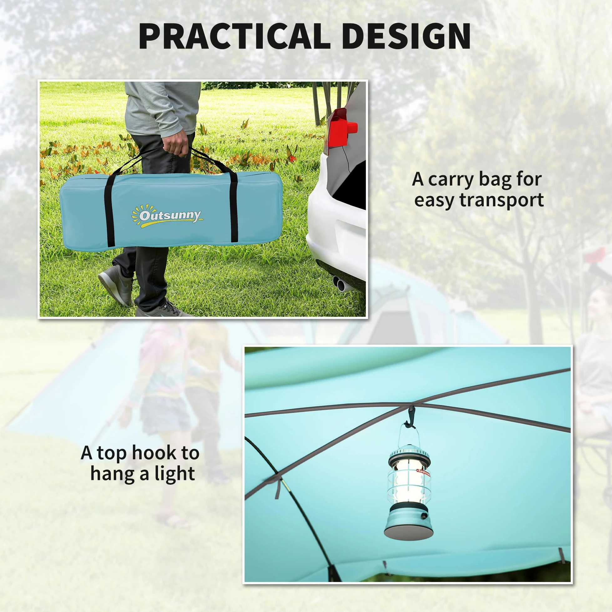 Outsunny Tienda de campaña Familiar para 4 a 6 Personas con 2 dormitorios y una Sala de Estar, Tienda de campaña Impermeable con Lona de Suelo Cosida, Puertas, Ventanas, Bolsa de Transporte