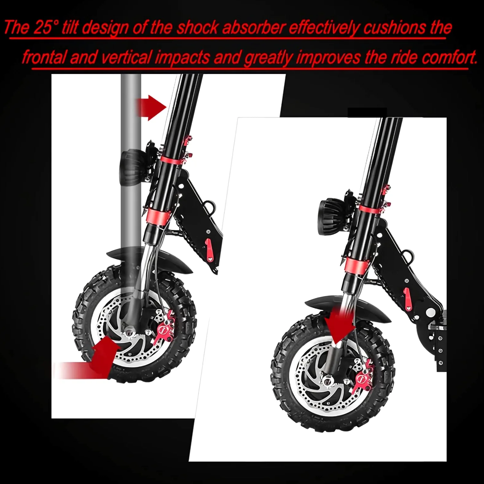 HWWH Patinete Electrico Adultos Potente Todoterreno Dual Motor Alta Gama Scooter Electrico Plegable Carga 200kg 11in Neumáticos de Vacío Todoterreno Batería de Litio de 60V 45Ah