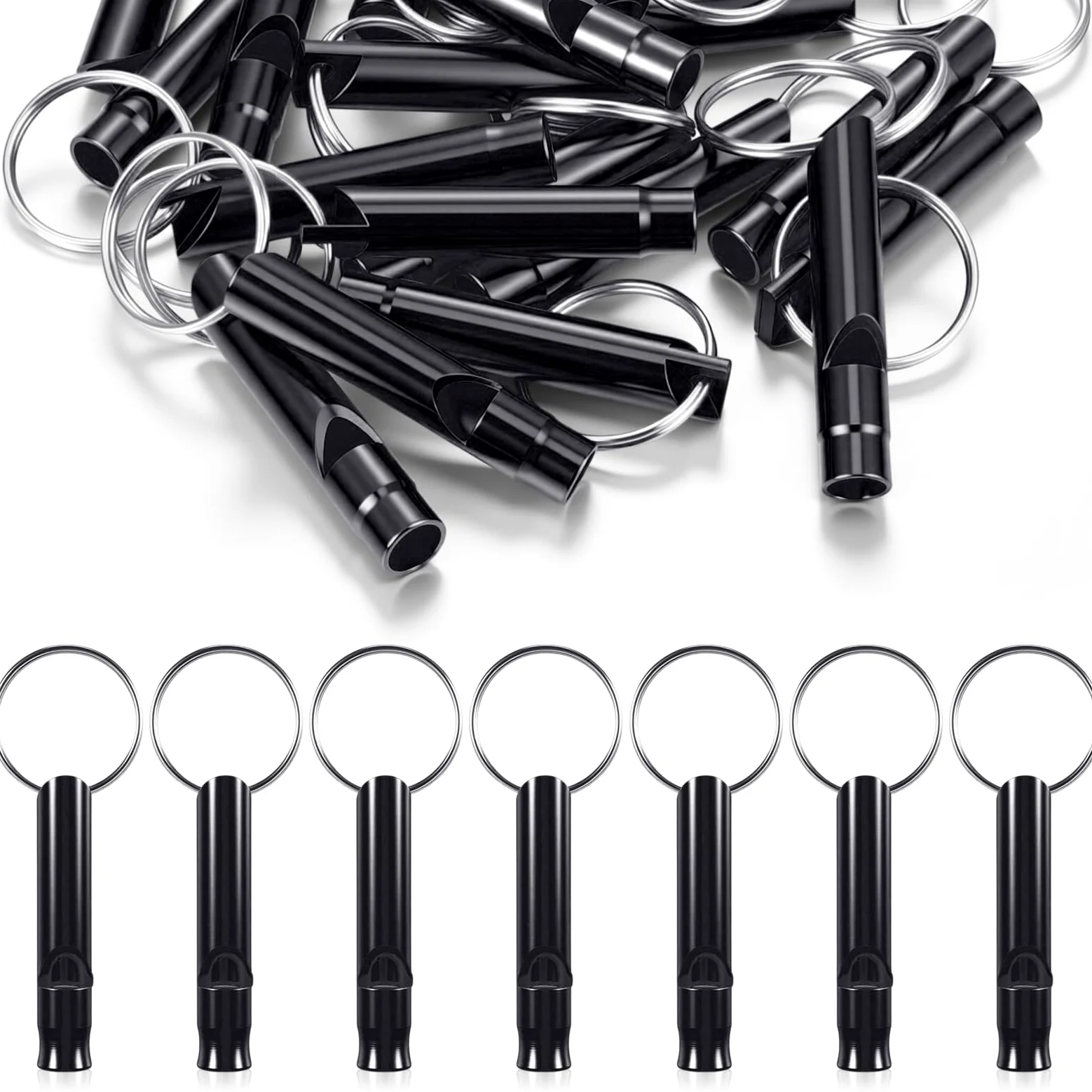 Konohan Silbato de emergencia de aluminio 105 con llavero, silbato de supervivencia, resistente, ligero, sonido fuerte para mujeres, camping, defensa, senderismo, alarma, 7 colores
