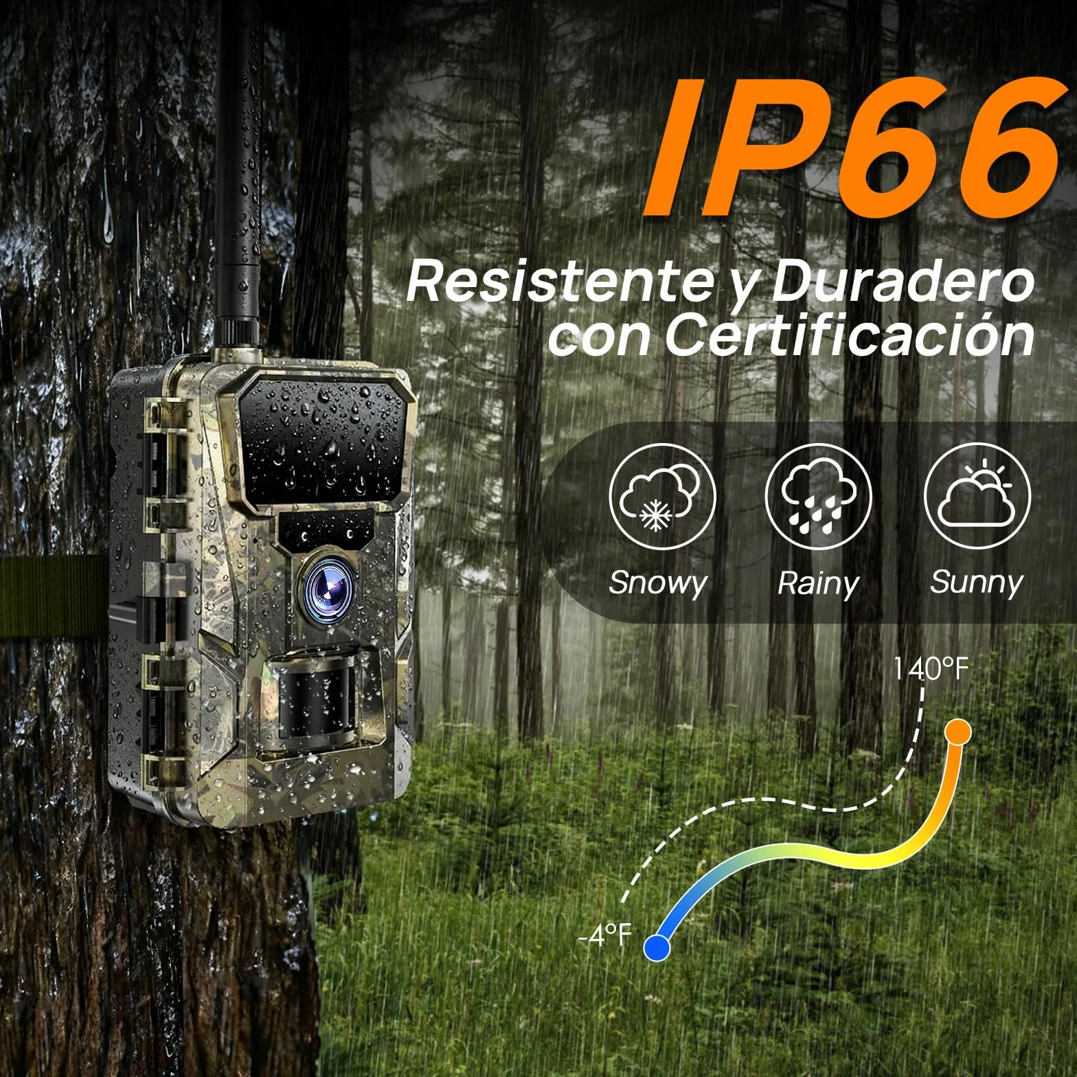 iZEEKER 2 en 1 Solar Cámara de Caza 4G LTE 48MP HD Nocturna con App, Batería 5200mAh, IP66 Impermeable