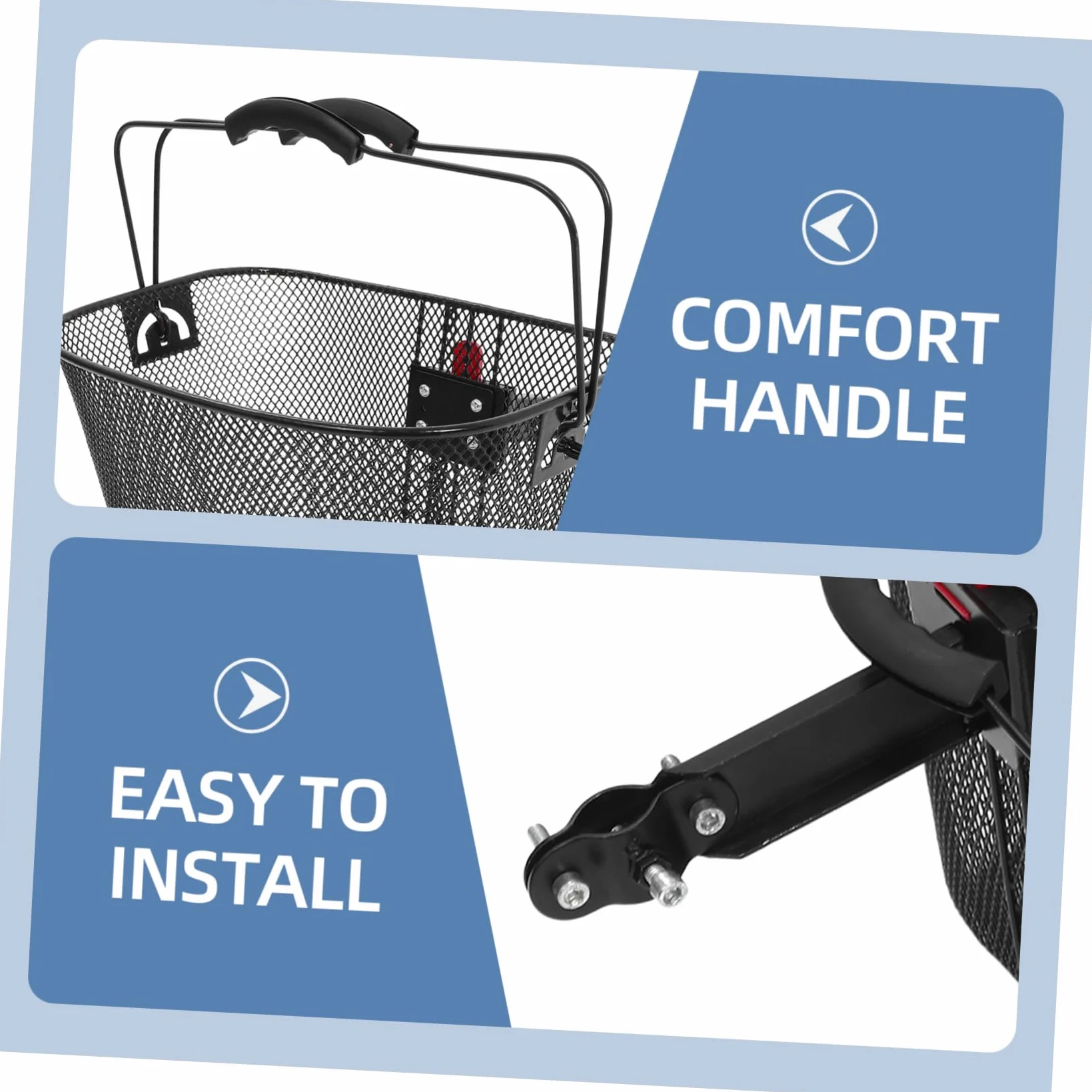 UPKOCH Cesta de Bicicleta Desmontable de Hierro y Plástico Negro | Uso Exterior, Estable y Resistente, Diseño Portátil, Compatible Manillar Delantero